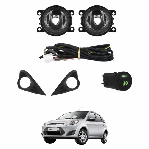 Kit Farol Auxiliar de Milha Ford Fiesta 2011 até 2016 Moldura Preta