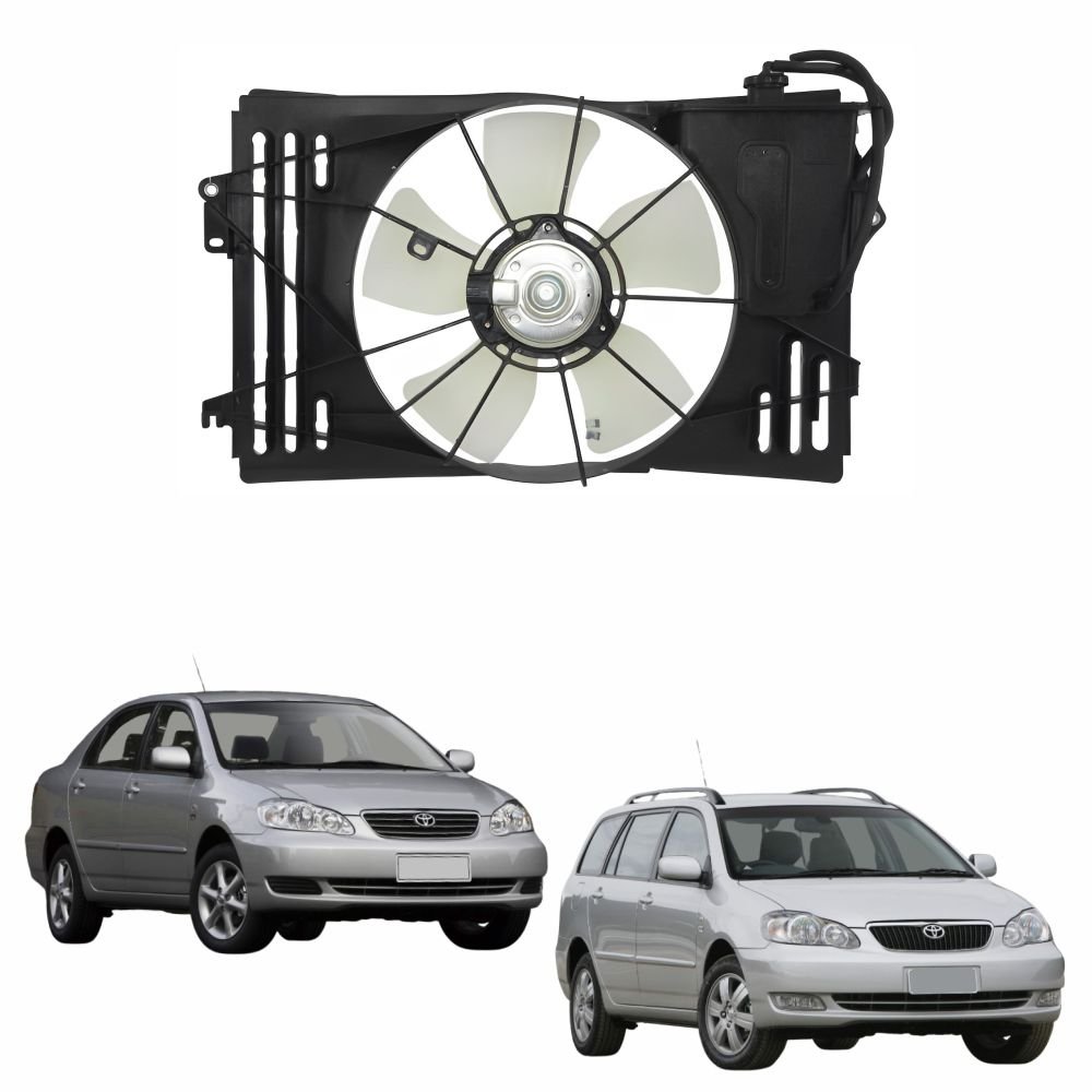 Eletroventilador Ventoinha Com Defletor Toyota Fielder 2002 Até 2008 Toyota Corolla 2002 Até 2008  Com Ar Condicionado Com Reservatorio