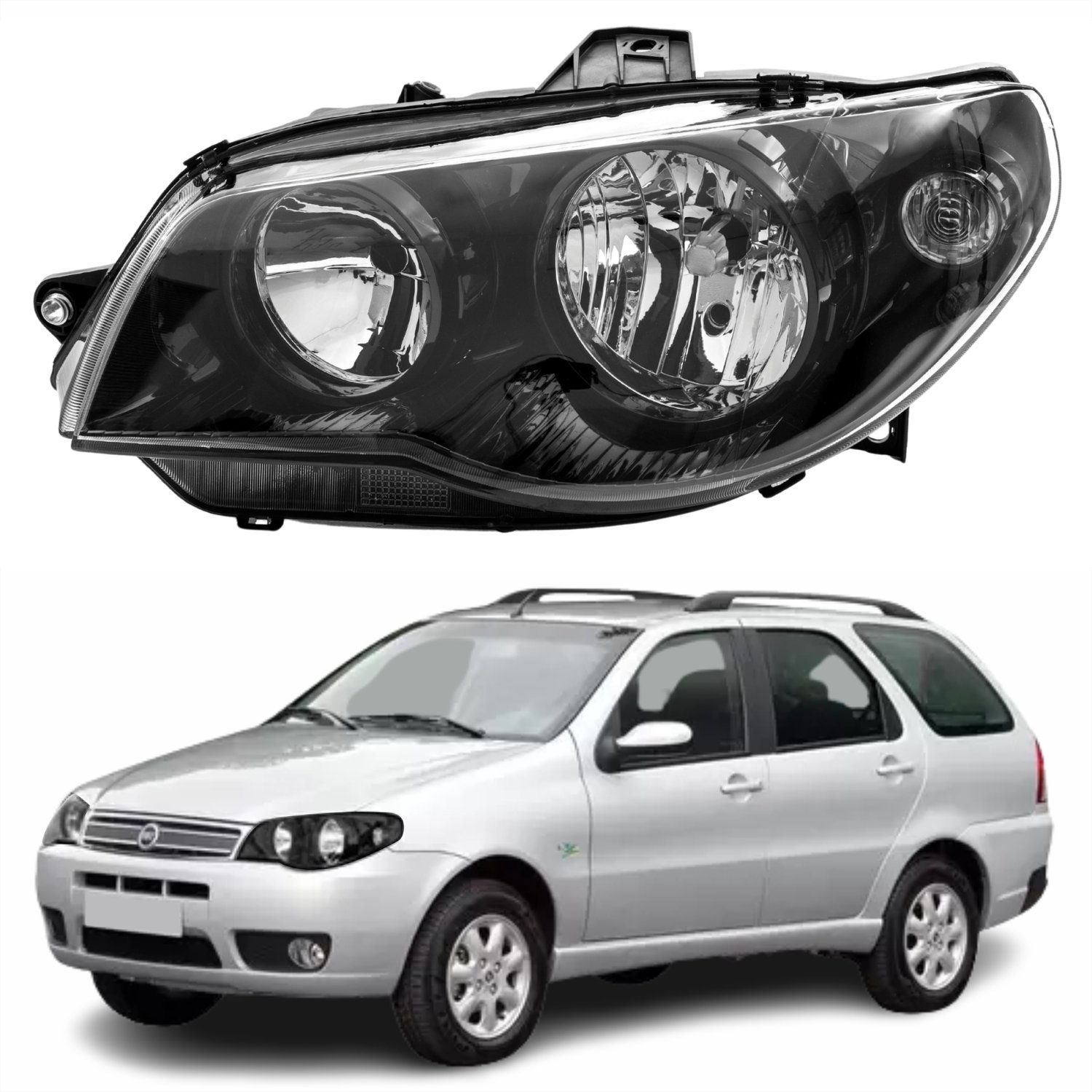 Farol Fiat Palio Weekend G3 2003 Até 2012 Original Arteb Máscara Negra ...