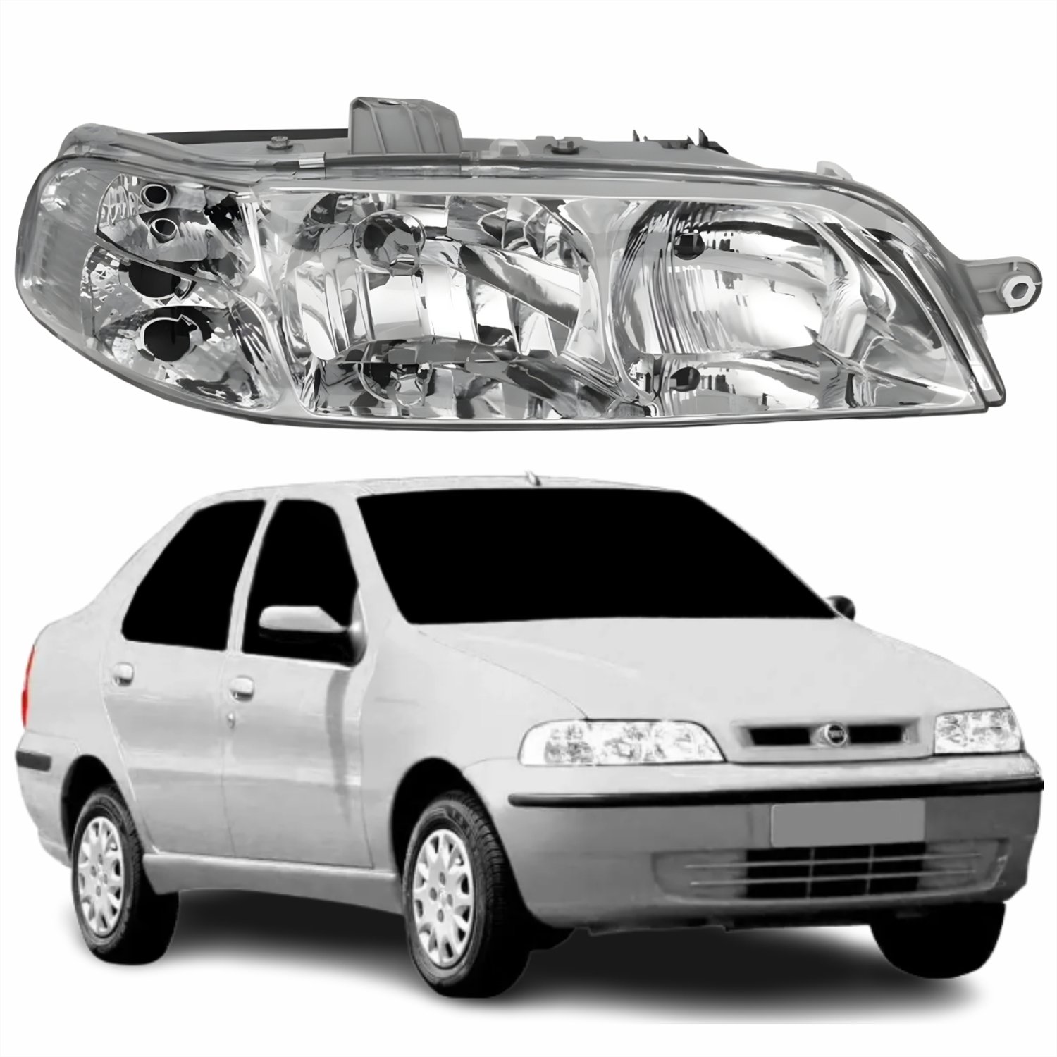 Farol Fiat Siena 2001 2002 2003 2004 Com Carcaça Cinza Lado - Castelo ...