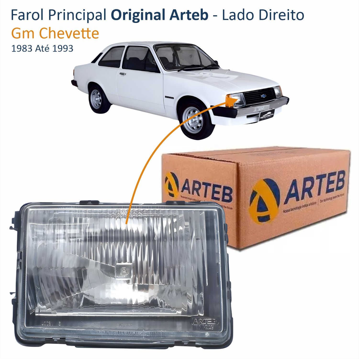 Farol Gm Chevette 1983 Até 1993 Original Arteb Lado Direito Passageiro ...