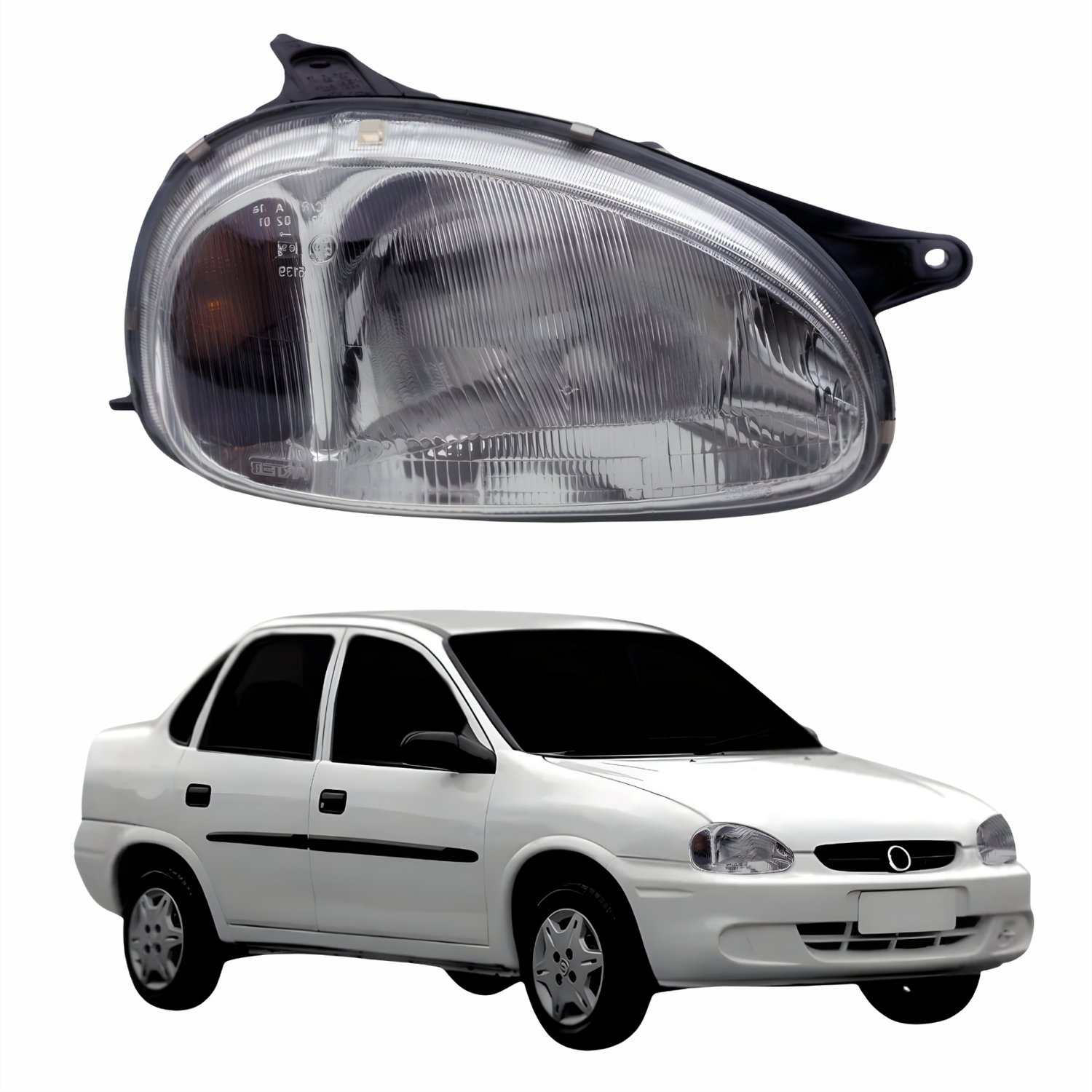 Farol Gm Corsa Sedan 1994 Até 1999 Original Arteb Lente Raiada Pisca ...