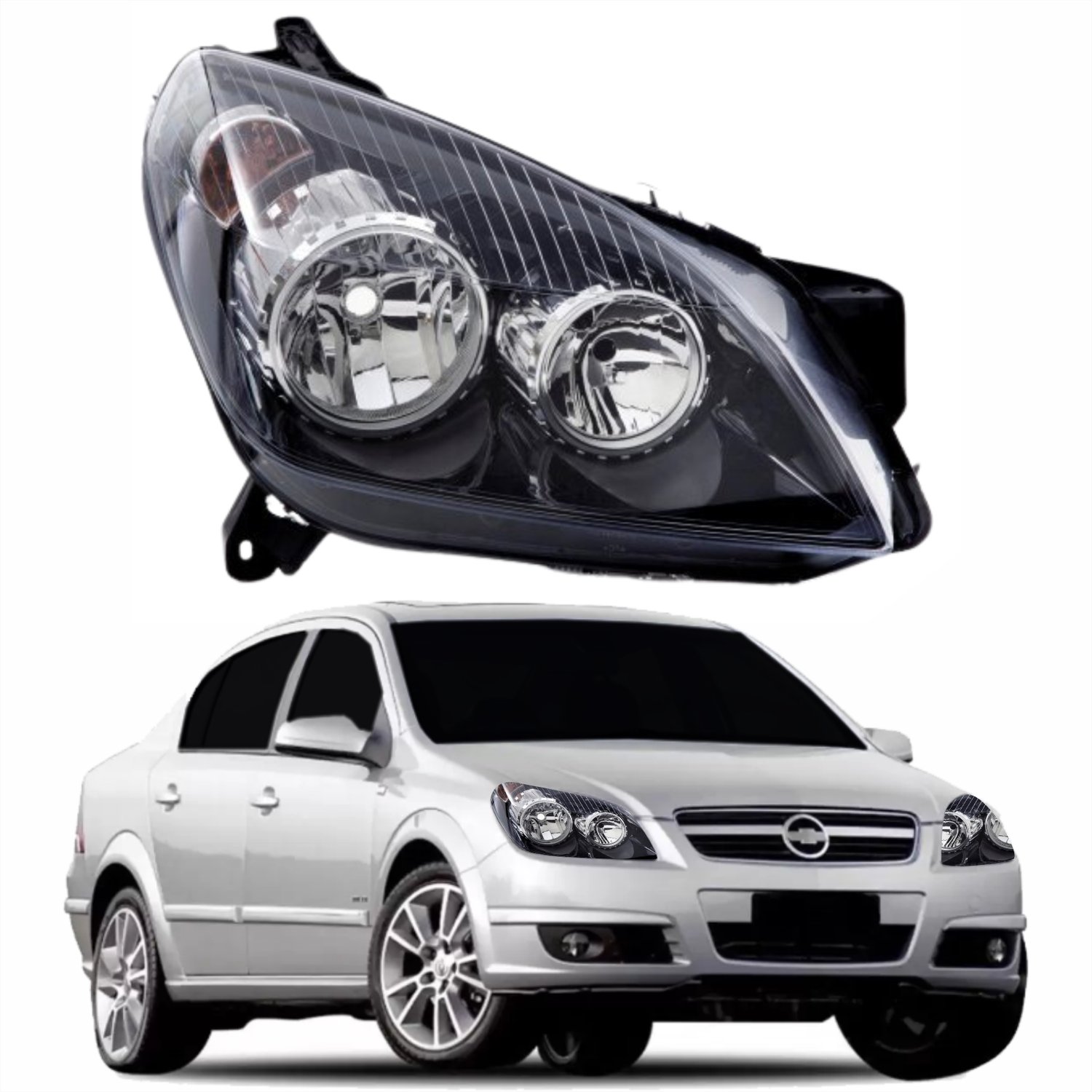 Farol gm vectra 06/08 m. negra ld - Castelo Auto Peças