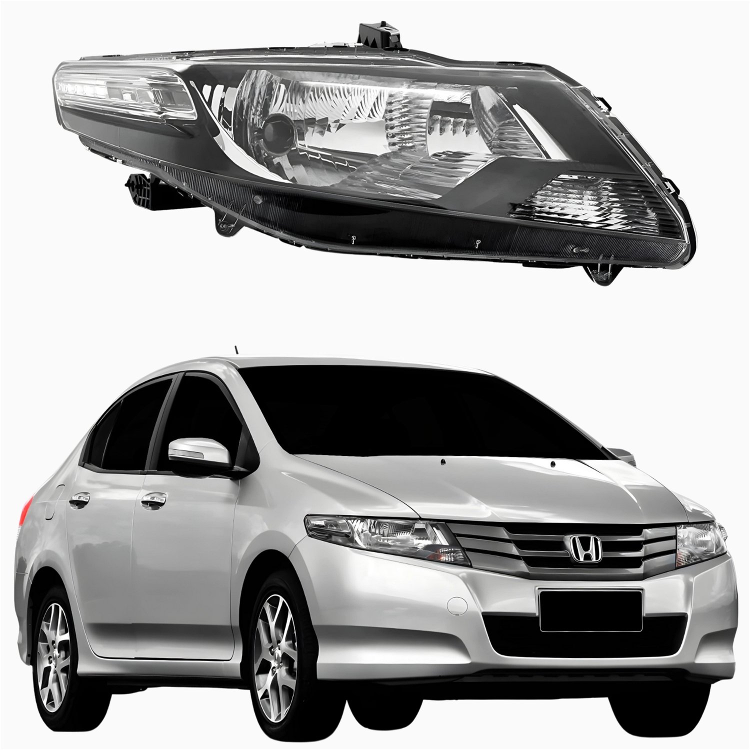Farol honda city 10/14 m. negra ld - Castelo Auto Peças