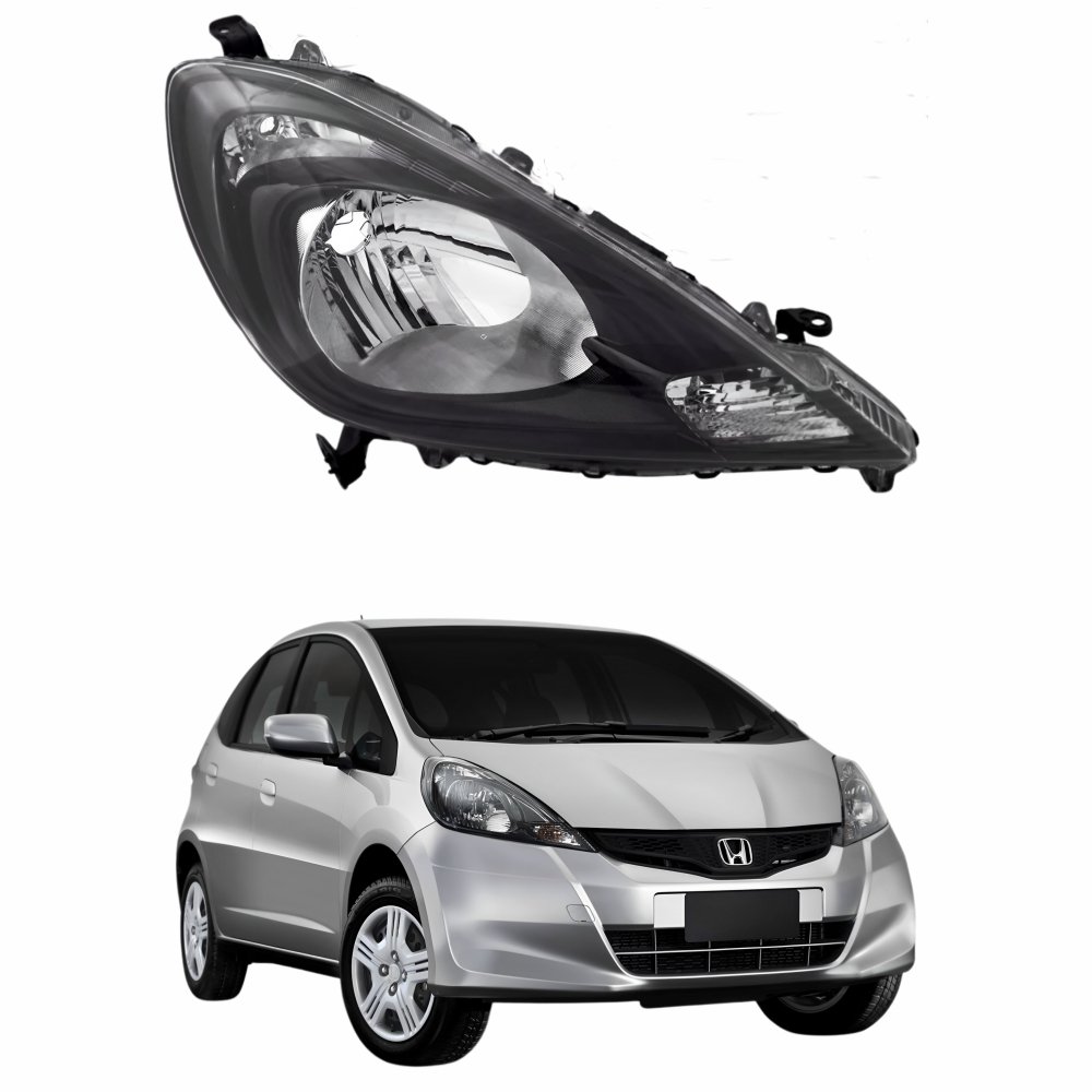 Farol honda fit 13/14 m. negra ld - Castelo Auto Peças
