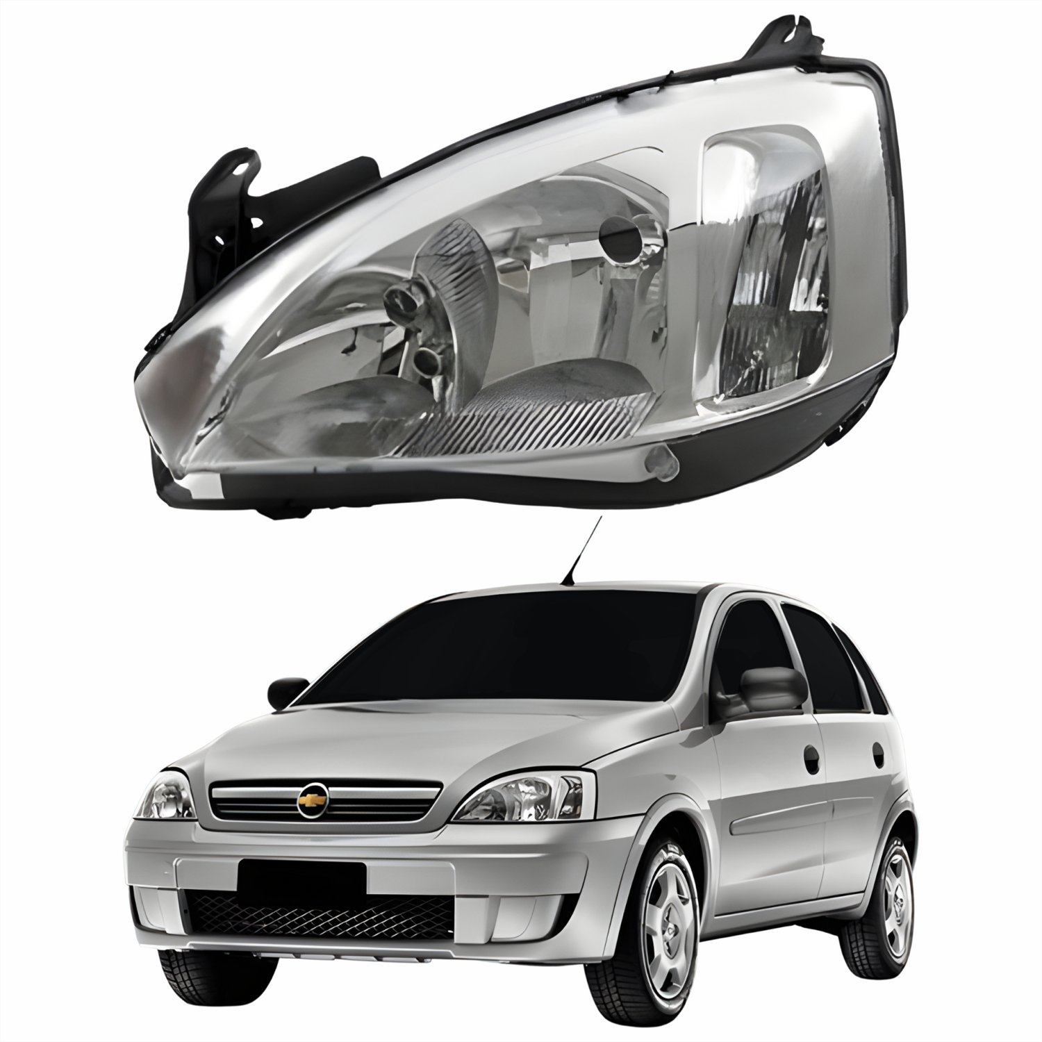 Farol Principal Gm Corsa Hatch 2003 Até 2012 Pisca Raiado Má - Castelo ...
