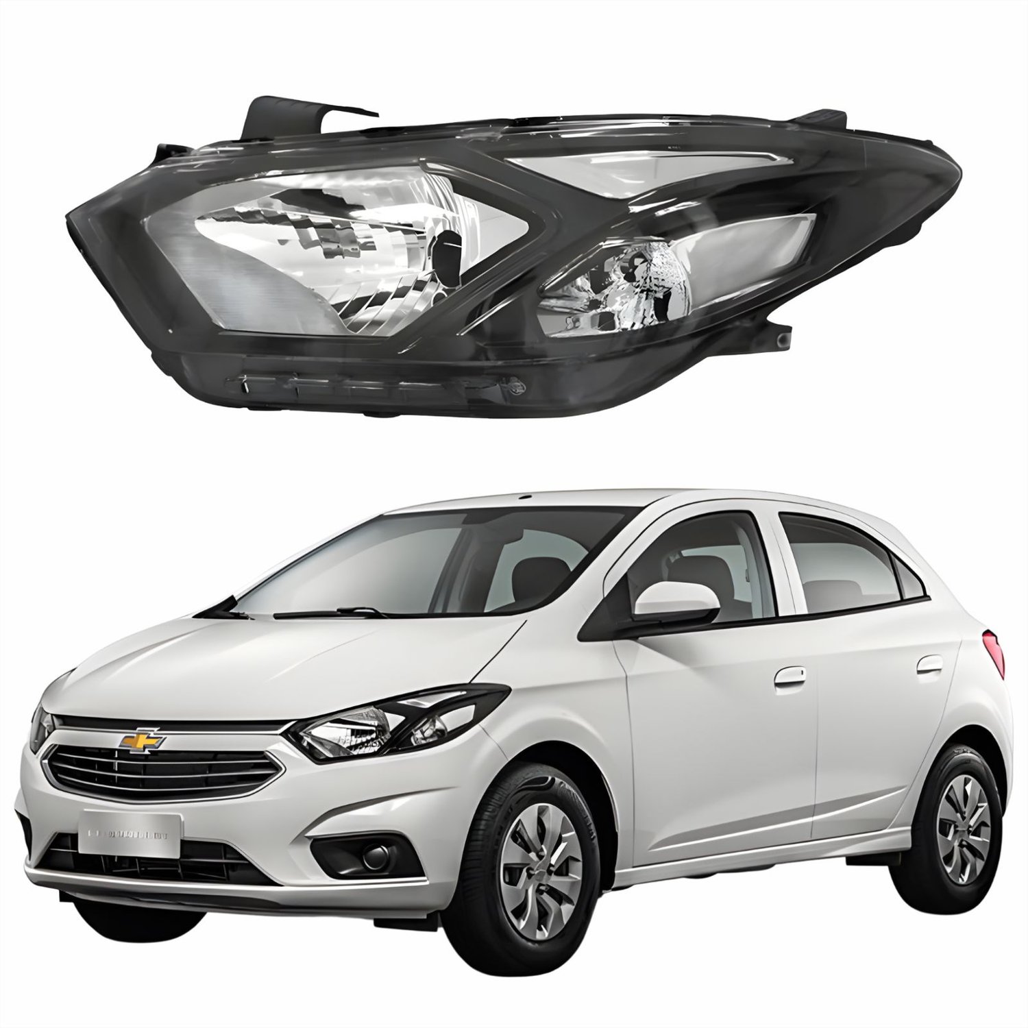 Farol Principal Gm Onix 2017 2018 2019 Máscara Negra Lado Esquerdo ...
