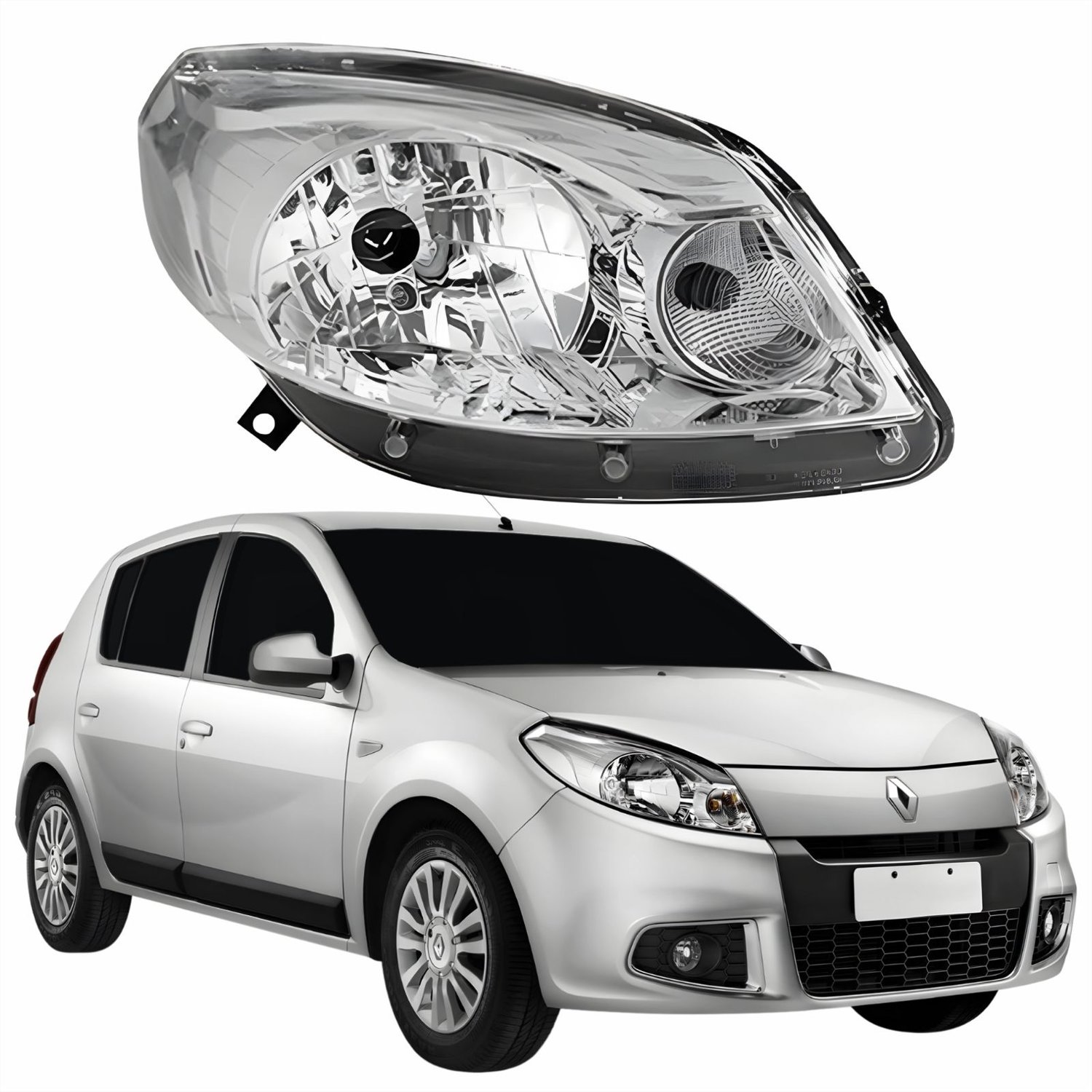 Farol Renault Sandero 12/14 Crom Ld - Castelo Auto Peças