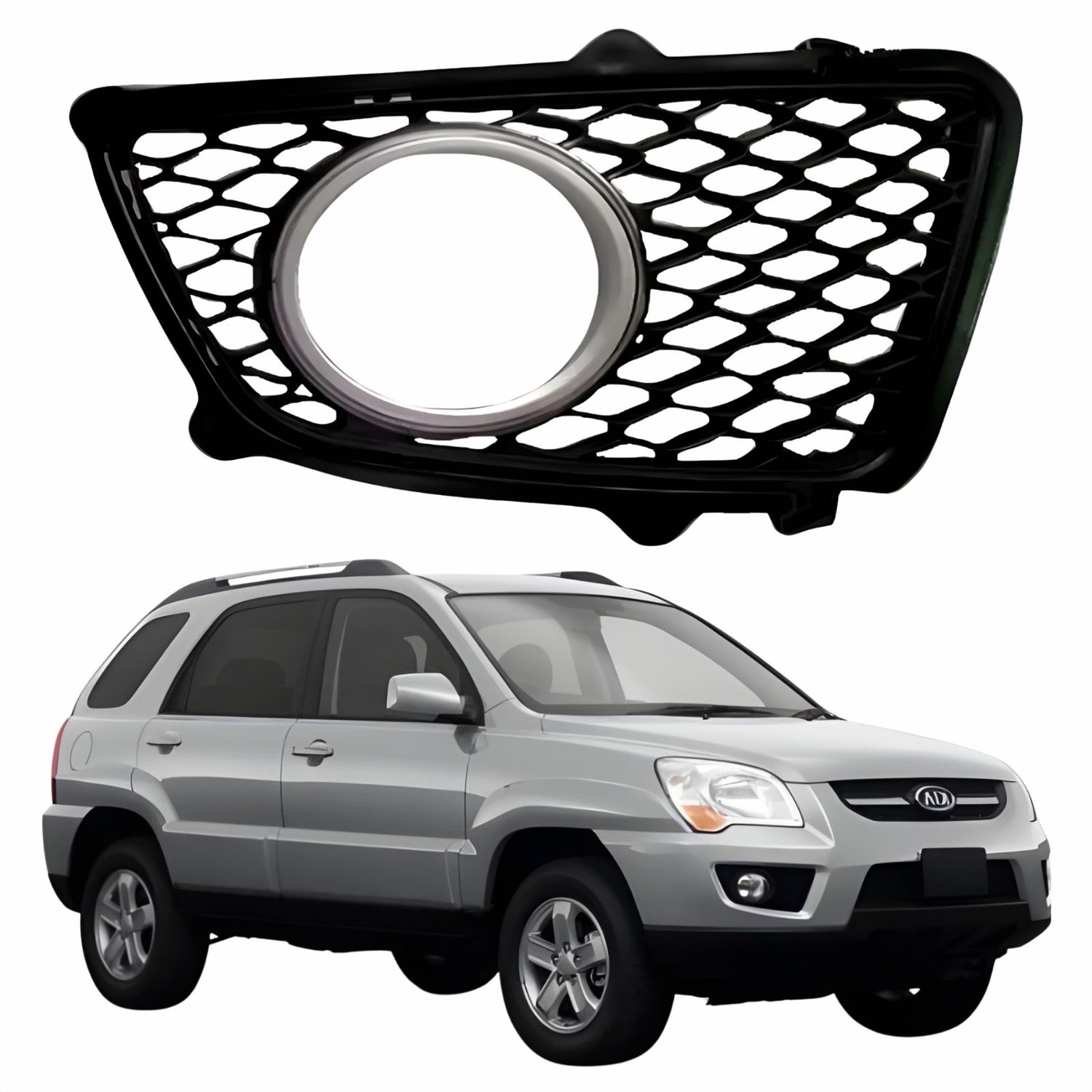 Grade Parachoque Kia Sportage 2009 2010 Com Furo Aro Prata Lado Direito Passageiro