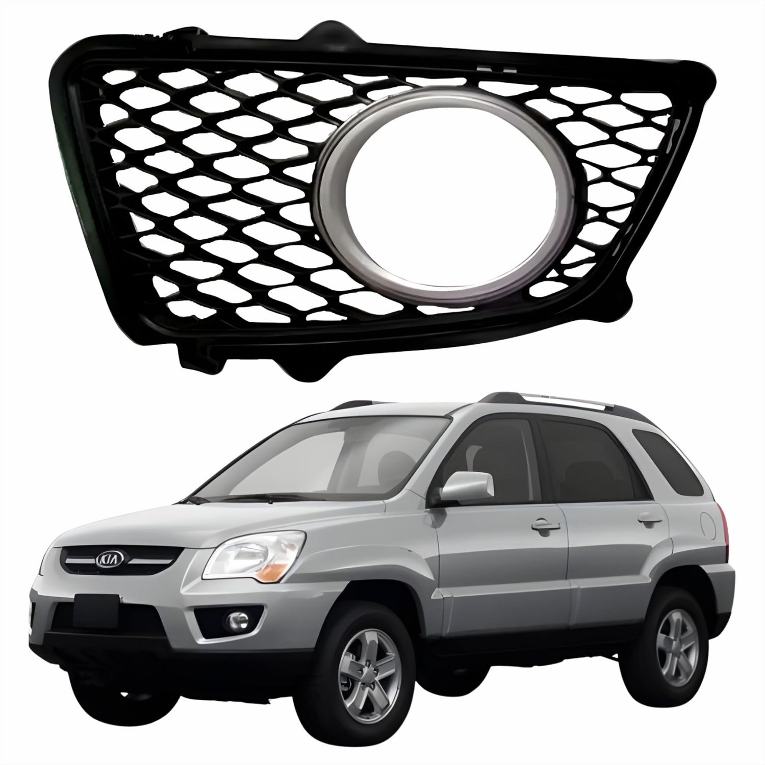 Grade Parachoque Kia Sportage 2009 2010 Com Furo Aro Prata Lado Esquerdo Motorista