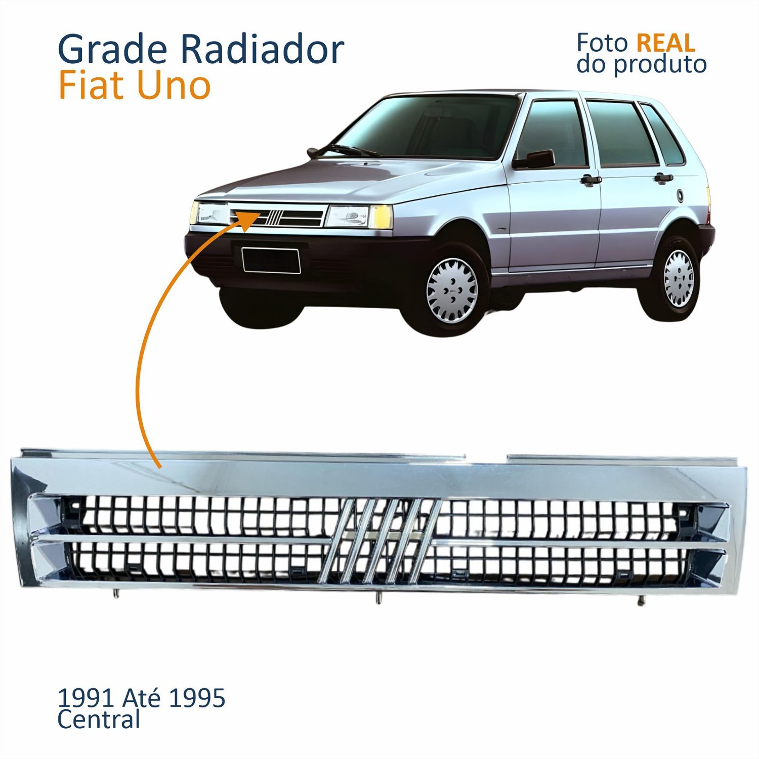 Grade Radiador Fiat Uno 1991 1992 1993 1994 1995 Cromado Grade Radiador Fiat Uno 1991 1992 1993 1994 1995 Cromado