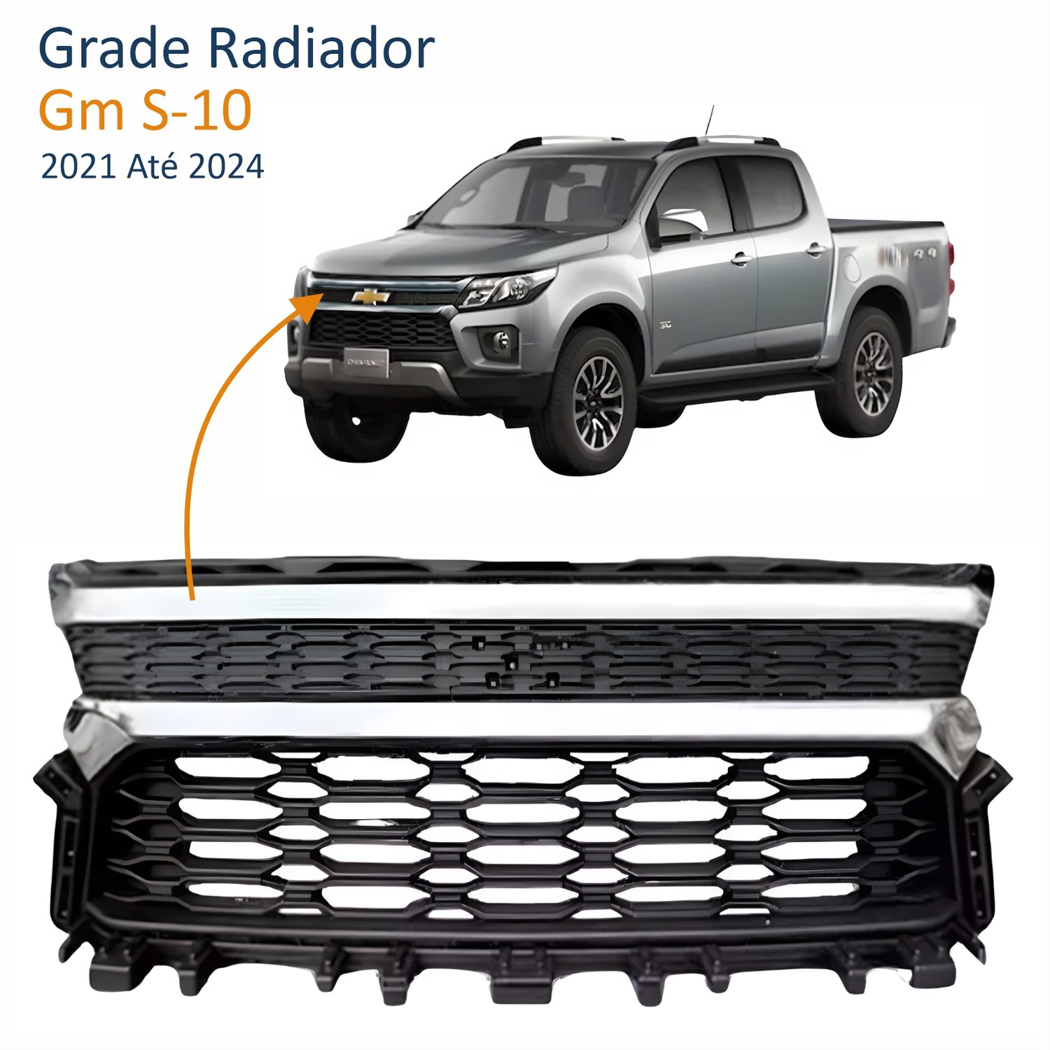 Grade rad gm s-10 21/24 cromada - Castelo Auto Peças