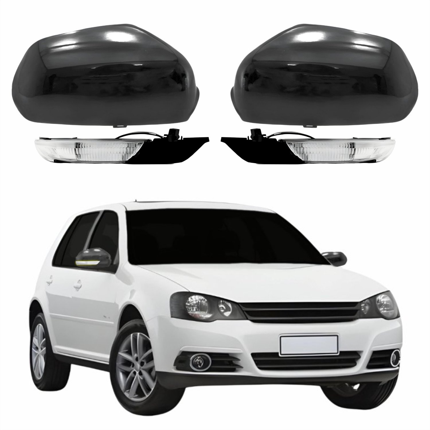 Kit Capa + Pisca Retrovisor (Par) Vw Golf 2007 Até 2011 Original Metagal
