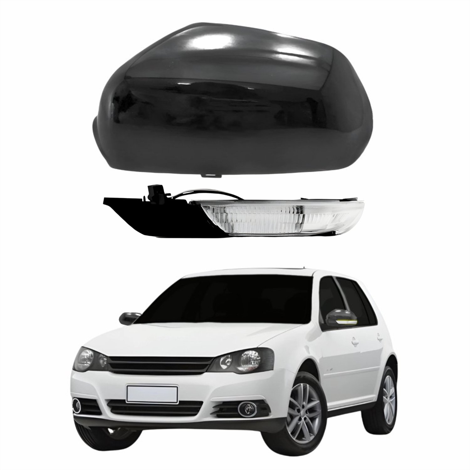 Kit Capa + Pisca Retrovisor Vw Golf 2007 Até 2011 Original Metagal Lado Esquerdo Motorista