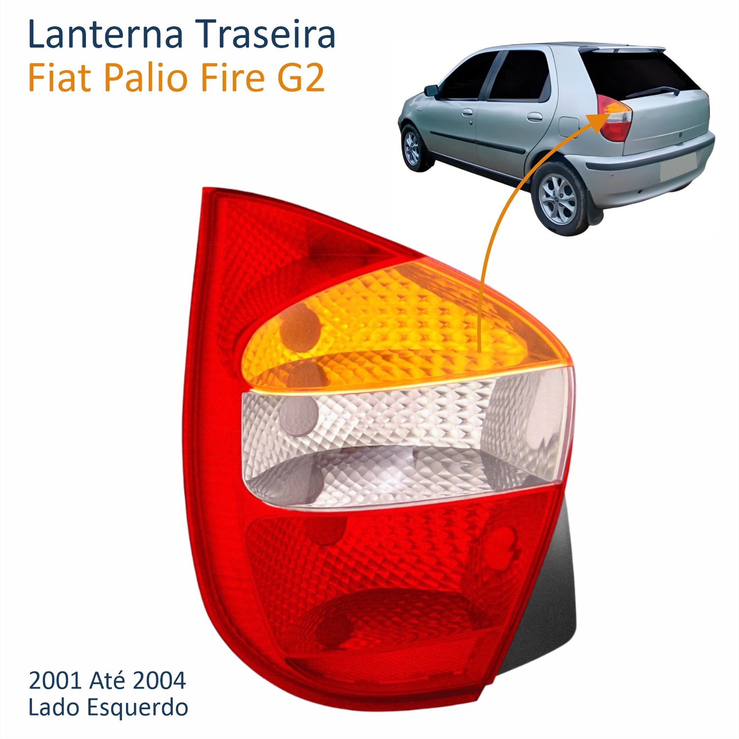 Lanterna Fiat Palio G2 2001 Até 2004 Tricolor Carcaça Preta Lado Esquerdo Motorista