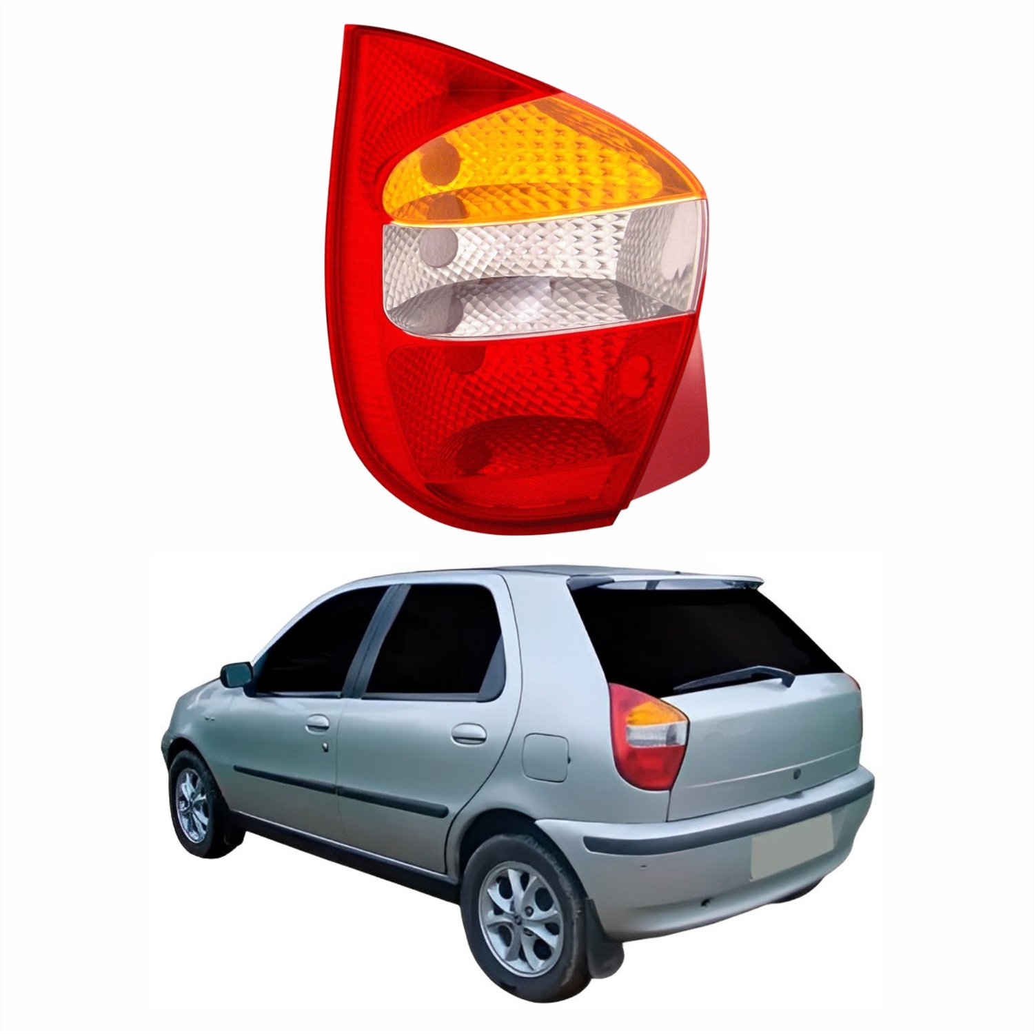 Lanterna Fiat Palio G2 2001 Até 2004 Tricolor Carcaça Vermelha Lado Esquerdo Motorista