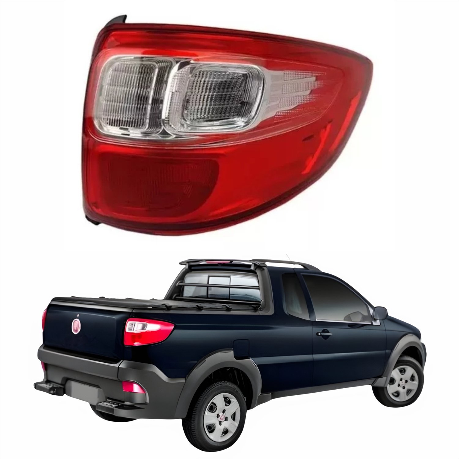 Lanterna Fiat Strada Working G5 2014 Até 2019 Canto Bicolor Cristal Lado Direito Passageiro