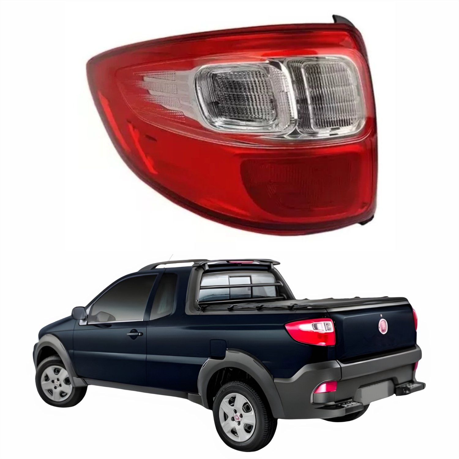 Lanterna Fiat Strada Working G5 2014 Até 2019 Canto Bicolor Cristal Lado Esquerdo Motorista