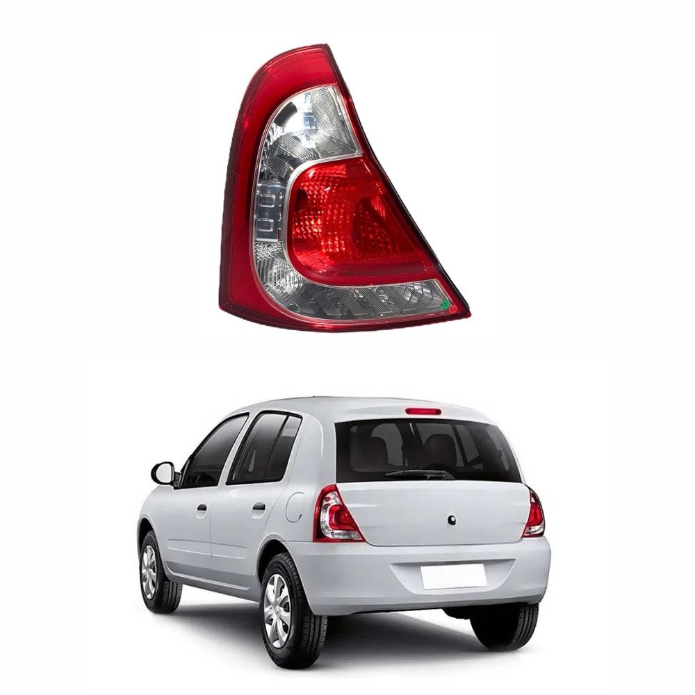 Lanterna Renault Clio 2013 Até 2016 Bicolor Cristal Carcaça Preta Lado Esquerdo Motorista