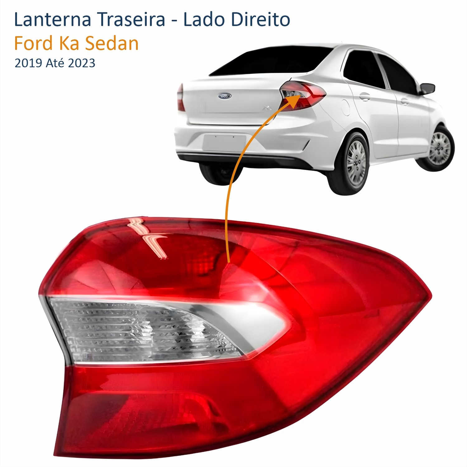 Lanterna Traseira Ford Ka Sedan 2019 Até 2023 Bicolor Lado Direito Passageiro
