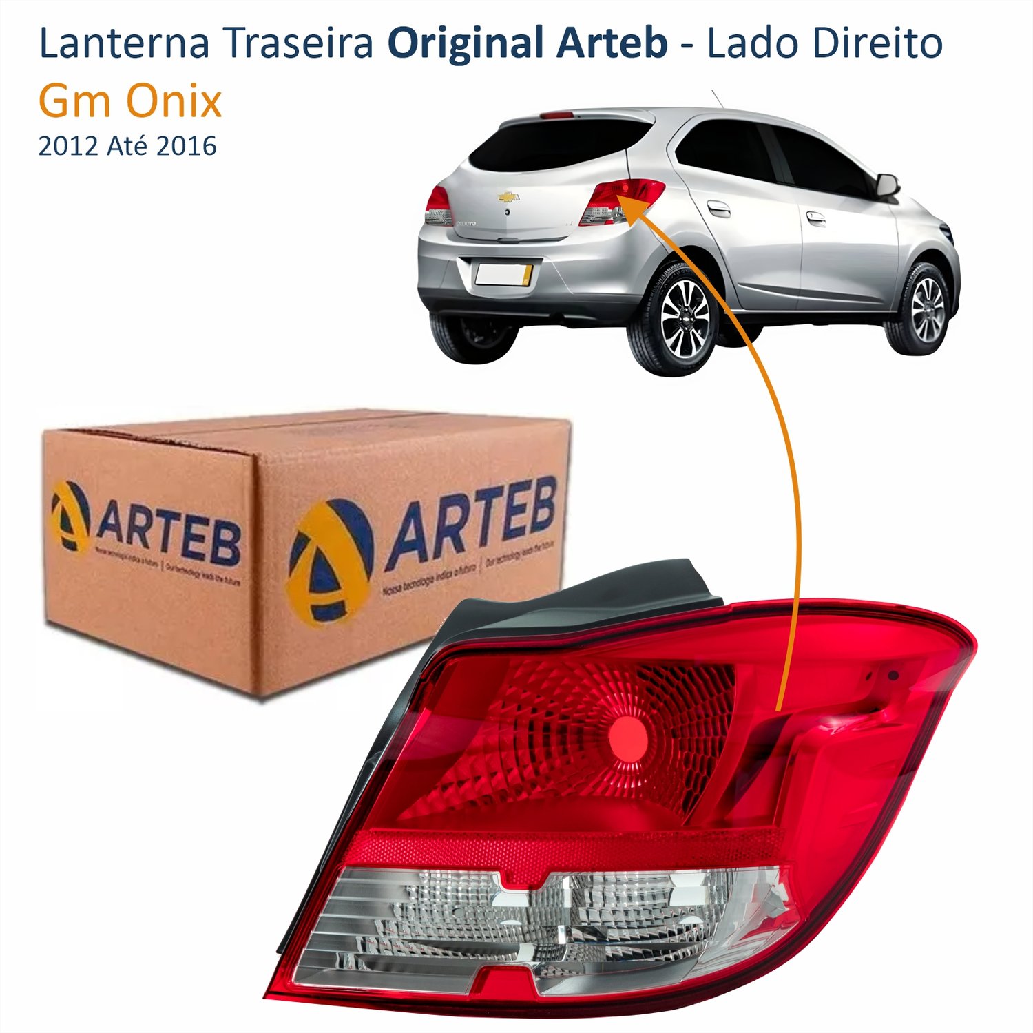 Lanterna Traseira Gm Onix 2012 Até 2016 Bicolor Original ARTEB Lado Direito Passageiro