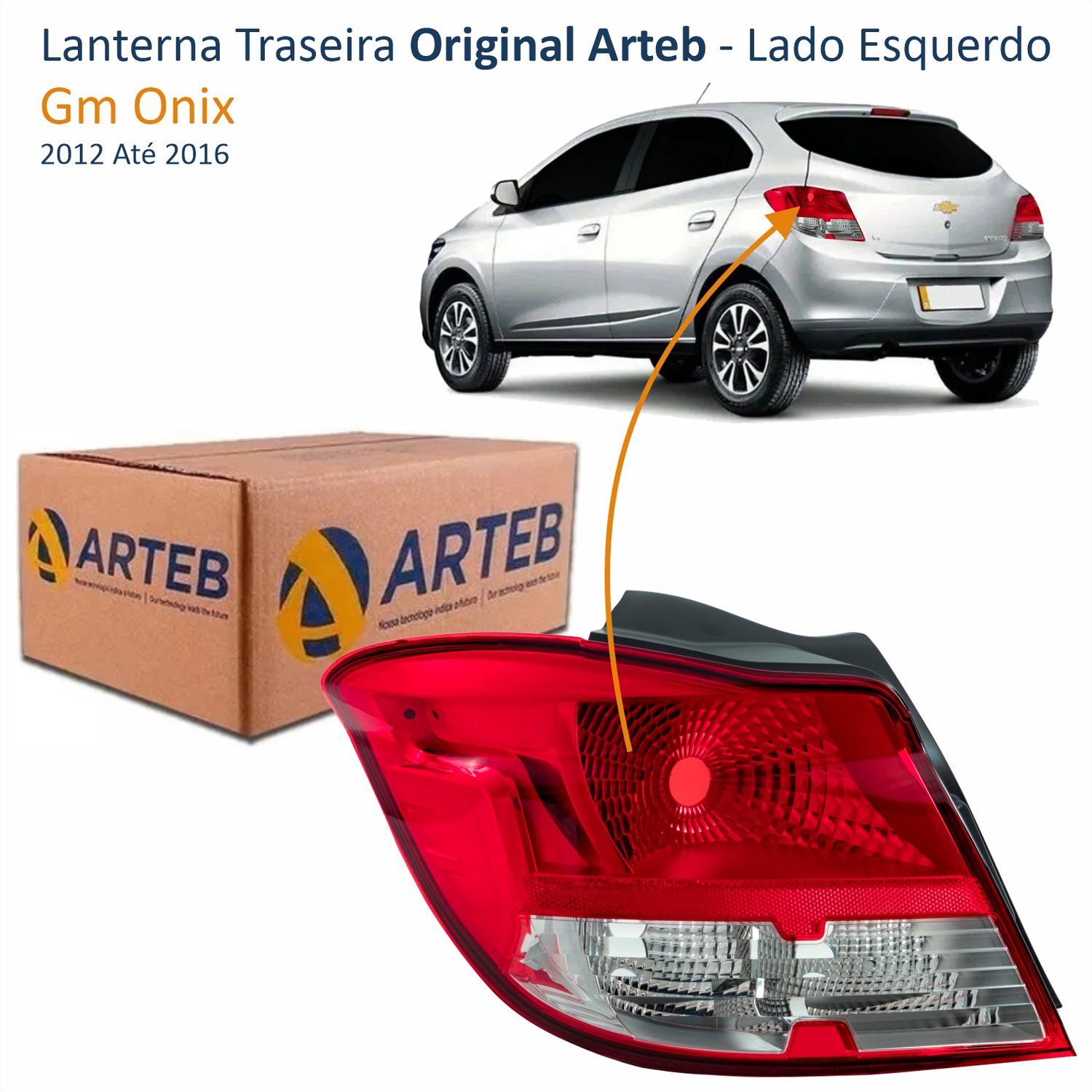 Lanterna Traseira Gm Onix 2012 2013 2014 2015 2016 Bicolor Original Arteb Lado Esquerdo Motorista