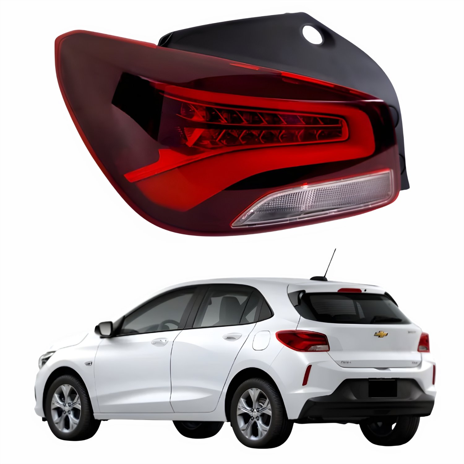 Lanterna Traseira Gm Onix Hatch 2020 Até 2024 Bicolor Com Led Lado Esquerdo Motorista