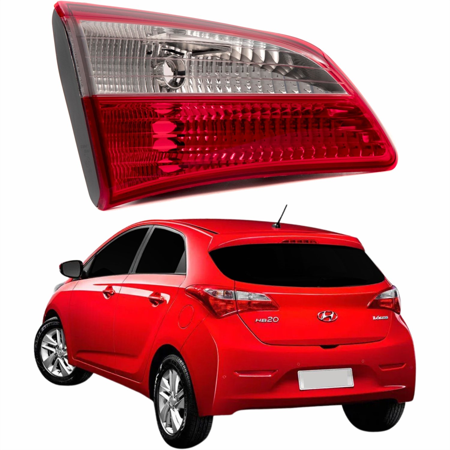 Lanterna Traseira Hyndai Hb20 Hatch 2012 Até 2019 Tampa Bicolor Lado Esquerdo Motorista