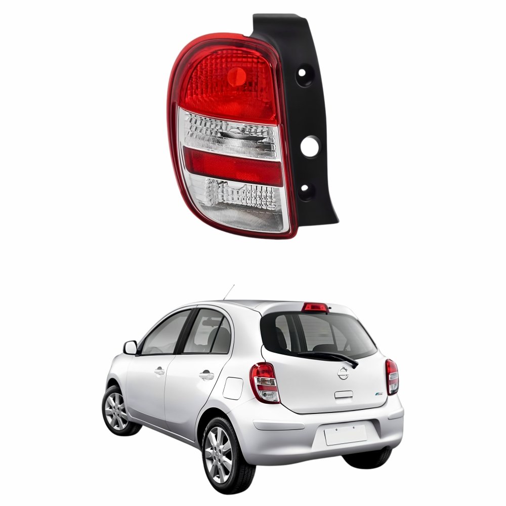 Lanterna Traseira Nissan March 2011 2012 2013 2014 Bicolor Cristal Lado Esquerdo Motorista