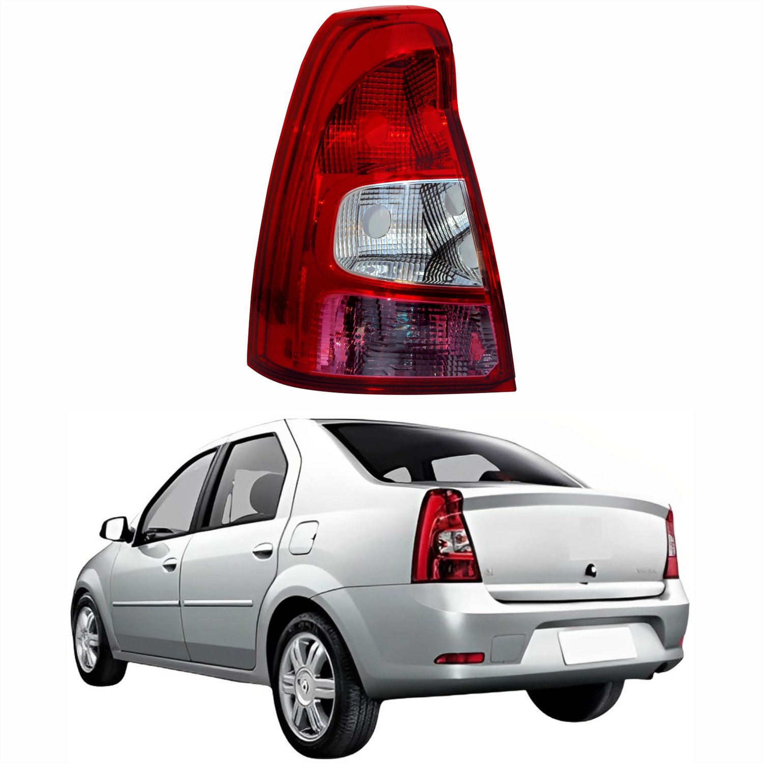 Lanterna Traseira Renault Logan 2011 Até 2014 Bicolor Cristal Lado Esquerdo Motorista