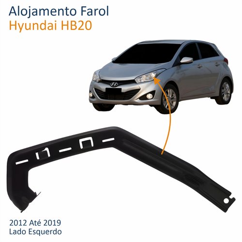 Alojamento Farol Hyundai HB20 2012 Até 2019 Lado Esquerdo Motorista
