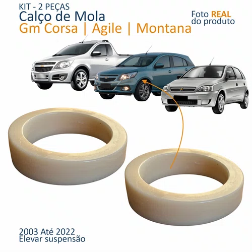 Kit Calço de Mola Gm Corsa Agile Montana 2003 Até 2022 Dianteiro 2 Peças