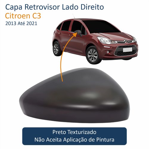Capa Retrovisor Citroen C3 2013 Até 2021 Texturizado Lado Direito Passageiro