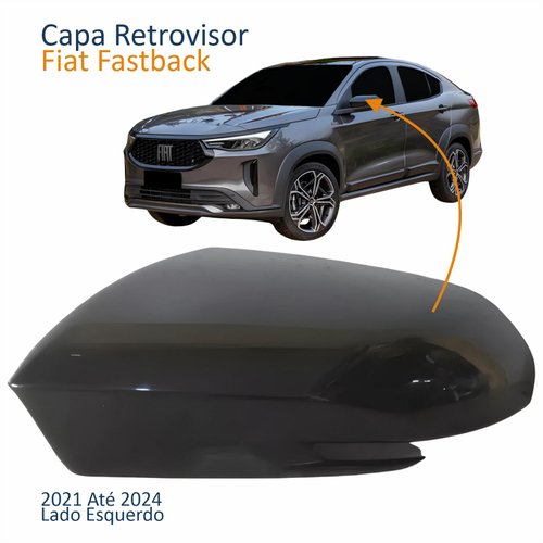 Capa Retrovisor Fiat Fastback 2021 2022 2023 2024 Com Furo Liso Lado Esquerdo Motorista