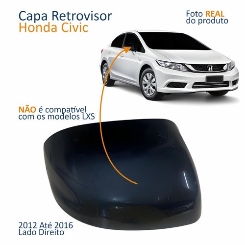 Capa Retrovisor Honda Civic 2012 Até 2016 Sem Furo Para Pisca Lado Direito Passageiro