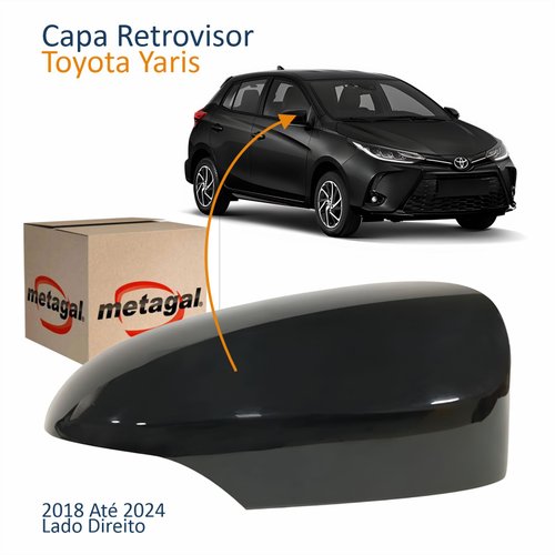 Capa Retrovisor Toyota Yaris 2018 Até 2024 Com Furo Liso Lado Direito Passageiro