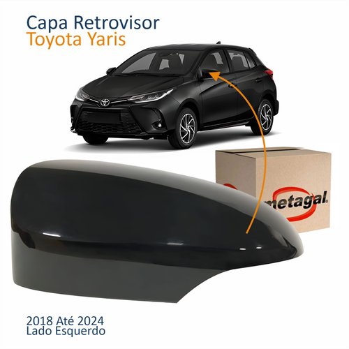 Capa Retrovisor Toyota Yaris 2018 Até 2024 Com Furo Liso Lado Esquerdo Motorista