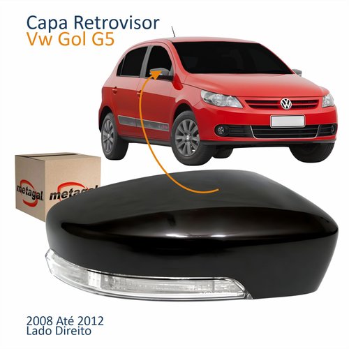 Capa Retrovisor Vw Gol G5 2008 2009 2010 2011 2012 Com Furo Com Pisca Lado Direito Passageiro