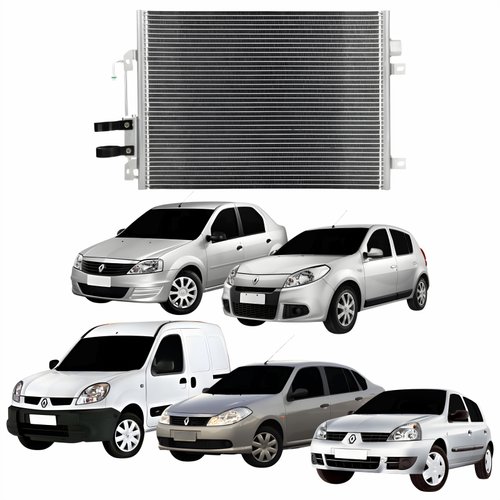 Condensador Renault Clio 2000 Até 2011 Logan Sandero 2007 Até 2015 Symbol 2009 Até 2014 Kangoo 2000 Até 2018 Com Ar Condicionado Manual