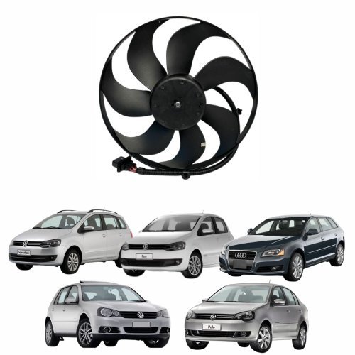 Eletroventilador Ventoinha Audi A3 2006 Até 2013 Vw Fox Spacefox 2007 Até 2017 Golf Iv 2007 Até 2013 Polo 2006 Até 2013 Com Ar Condicionado