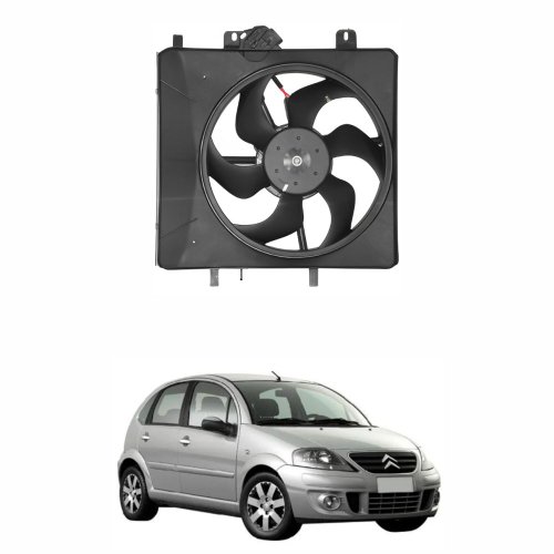 Eletroventilador Ventoinha com Defletor Citroen C3 2002 até 2012 com Ar Condicionado e com Modulo