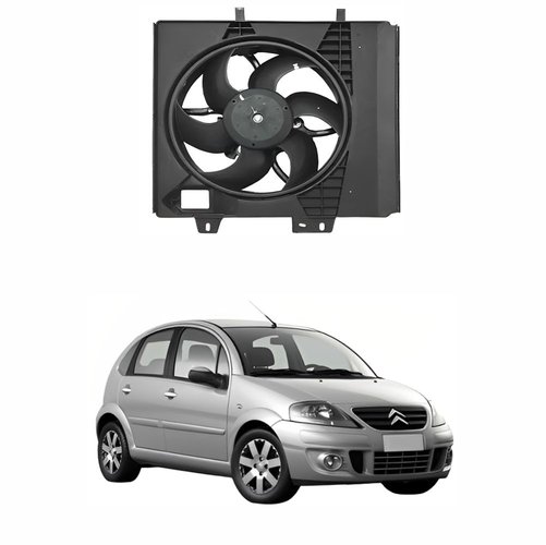 Eletroventilador Ventoinha com Defletor Citroen C3 2008 2009 2010 2011 2012 com Ar Condicionado