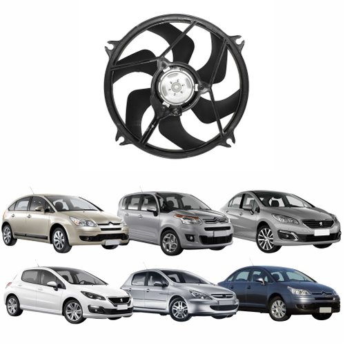 Eletroventilador Ventoinha Com Defletor Citroen C4 C4 Pallas 2007 Até 2013 Picasso 2007 Até 2012 Peugeot 307 2007 Até 2013 308 2012 Até 2015  408 2010 Até 2015 Com Ar Condicionado