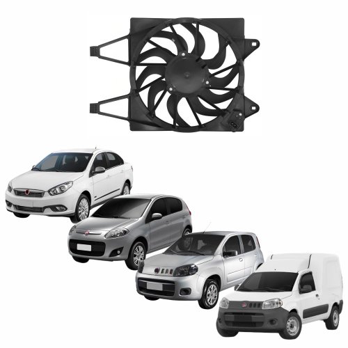 Eletroventilador Ventoinha Com Defletor Fiat Fiorino 2014 Até 2016 Gran Siena Palio 2012 Até 2015 Com Ar Condicionado  Uno Vivace 2010 Até 2017 Com Ar Condicionado Modelo Denso