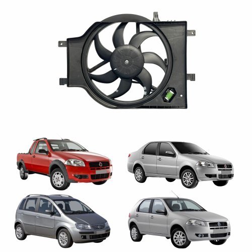 Eletroventilador Ventoinha Com Defletor Fiat Idea 2010 Até 2016 Com Ar Condicionado Palio Siena Strada 2010 Até 2021 Com Ar Condicionado Com Resistencia Modelo Gate