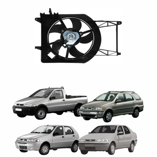 Eletroventilador Ventoinha Com Defletor Fiat Palio Siena Strada Weekend 2001 Até 2007 Sem Ar Condicionado Sem Resistencia Modelo Valeo