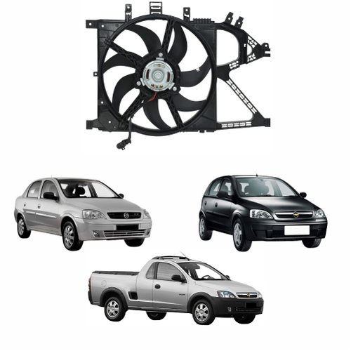 Eletroventilador Ventoinha Com Defletor Gm Corsa 2003 Até 2010 Com Ar Condicionado Montana  2003 Até 2010 Com Ar Condicionado