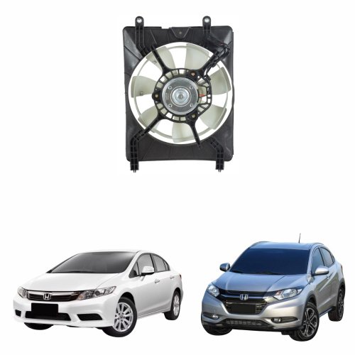 Eletroventilador Ventoinha Com Defletor Honda Civic 2012 Até 2016  Hrv 2015 Até 2021 Com Ar Condicionado Automatico E Manual Do Condensador