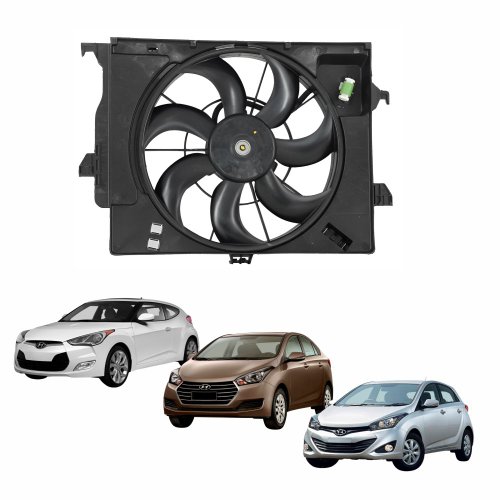 Eletroventilador Ventoinha Com Defletor Hyundai Hb20 2012 Até 2019 Com Ar Condicionado Veloster 2011 Até 2013Com Ar Condicionado Com Reservatorio