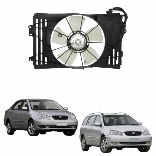 Eletroventilador Ventoinha Com Defletor Toyota Fielder 2002 Até 2008 Toyota Corolla 2002 Até 2008  Com Ar Condicionado Com Reservatorio